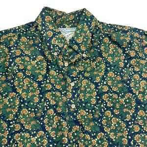 Reyn Spooner Shirt Mens Large Blue Thai 100% Silk Floral Popover Hawaiian Aloha